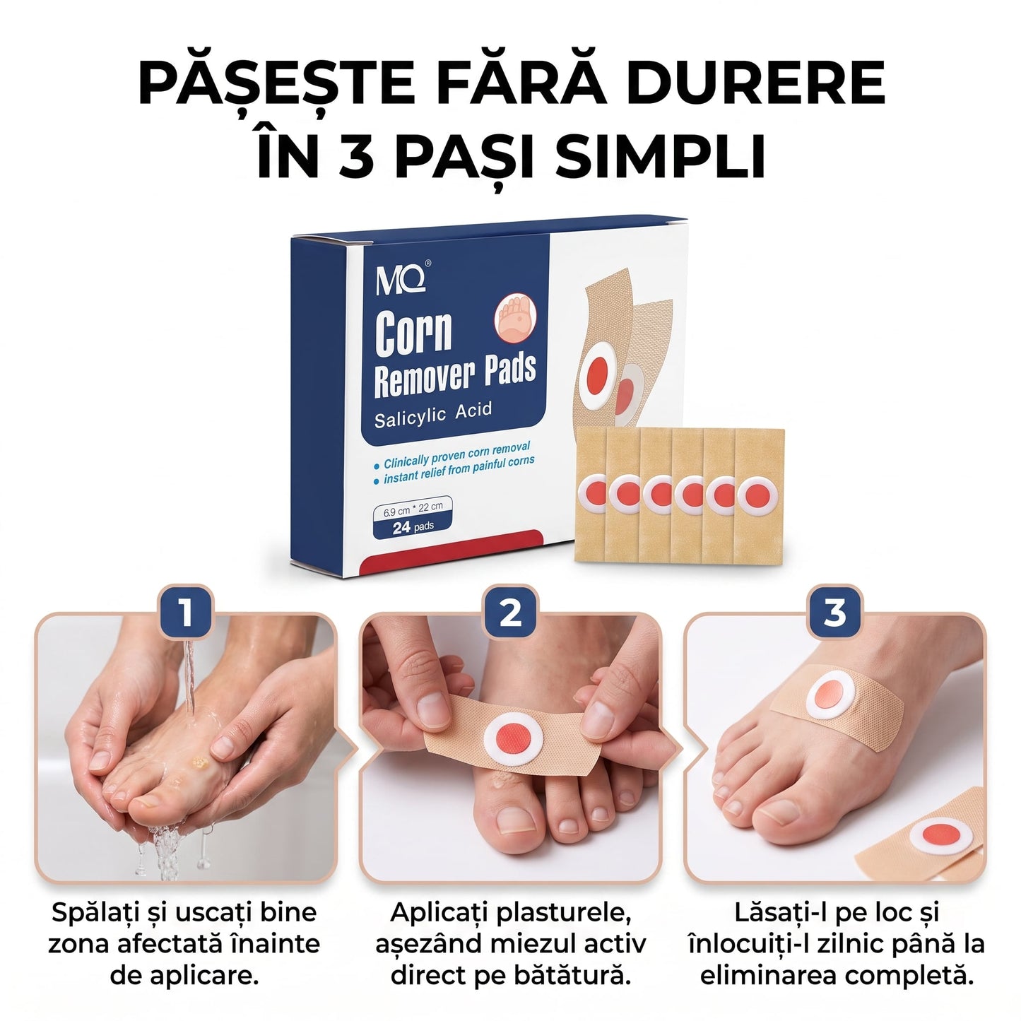 Plasturi cu acid salicilic pentru bătături și negi