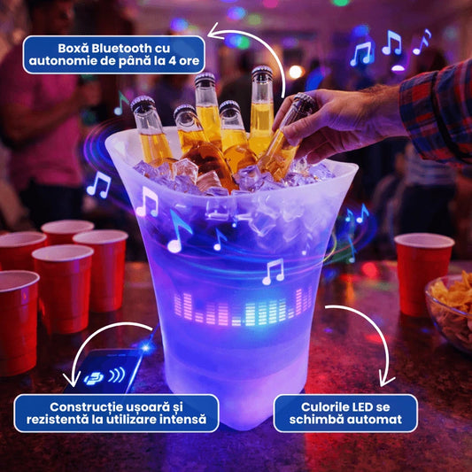 Frapieră LED cu Boxă Bluetooth – Atmosfera Perfectă la Orice Petrecere 🥂