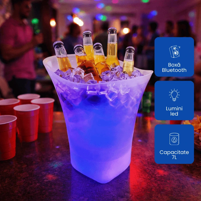 Frapieră LED cu Boxă Bluetooth – Atmosfera Perfectă la Orice Petrecere 🥂