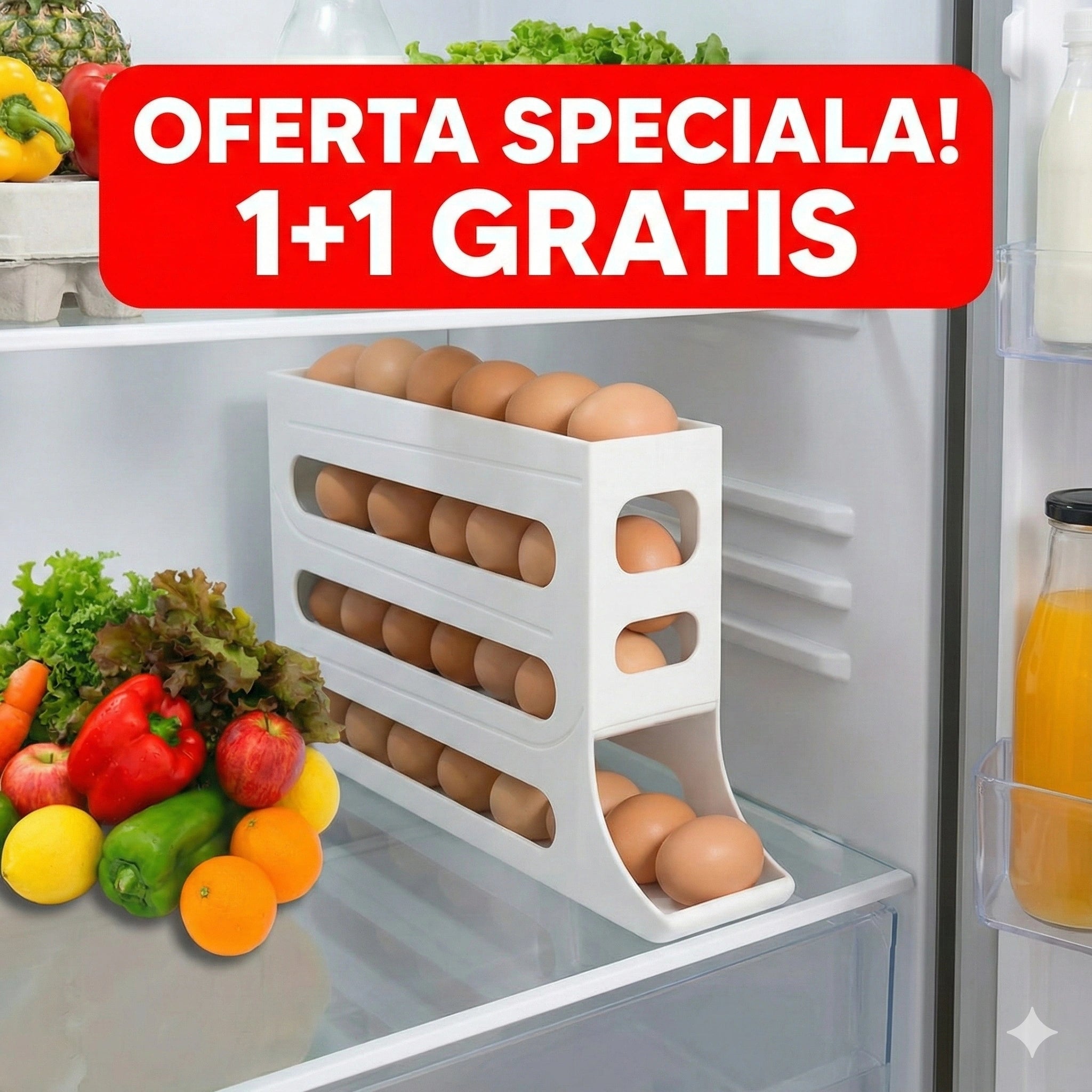 Organizator ouă pentru frigider 4 etaje