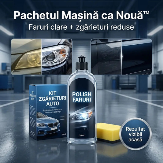 Pachetul Mașină ca Nouă™   Polish faruri + kit zgârieturi + burete