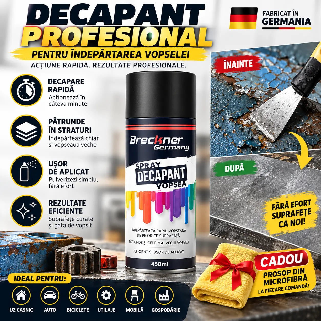 Spray Decapant Profesional 1+1 Gratis + Lavetă Microfibră Cadou 🎁