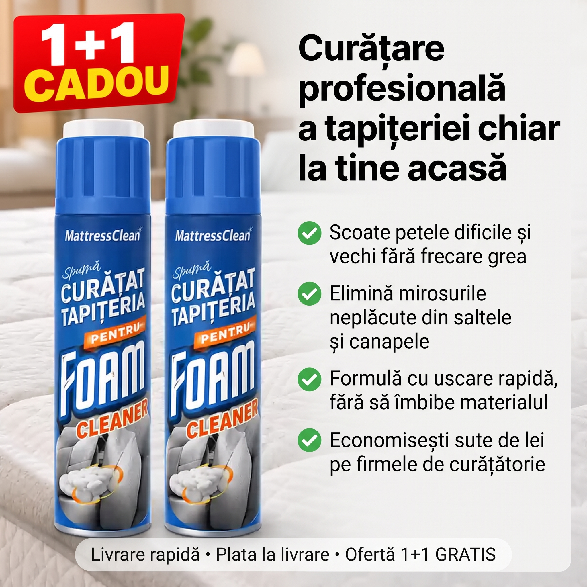 Soluție pentru Curǎțat Salteaua și Textile 1+1 GRATIS
