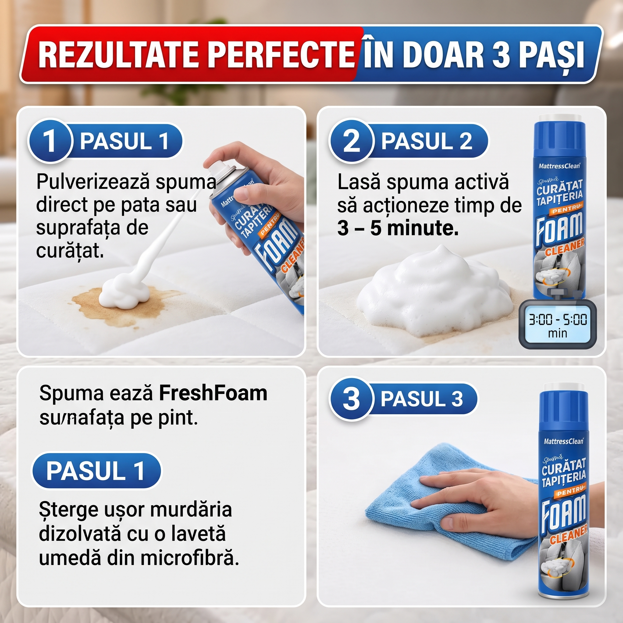 Soluție pentru Curǎțat Salteaua și Textile 1+1 GRATIS