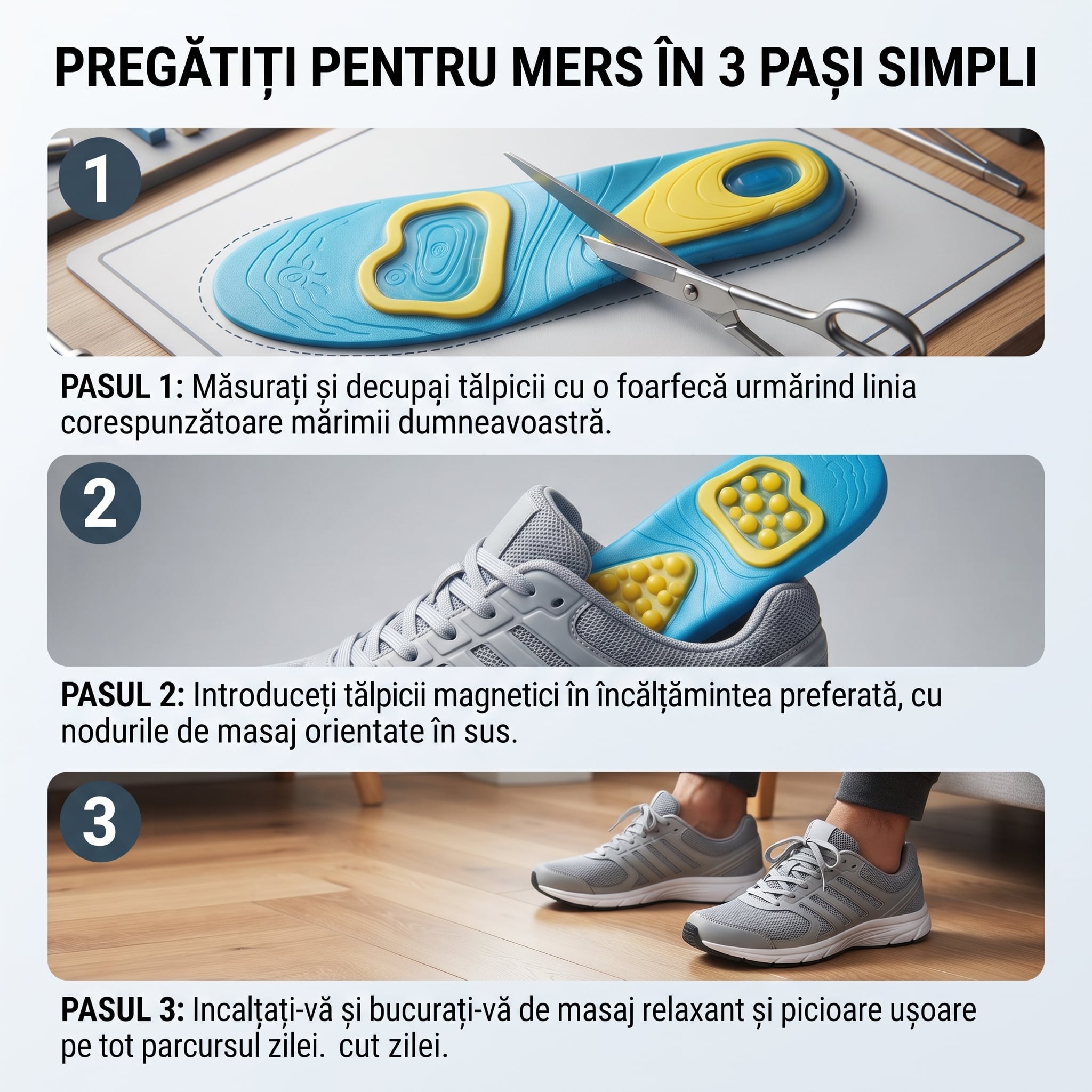 Tălpici Magnetici cu Efect de Masaj Continuu