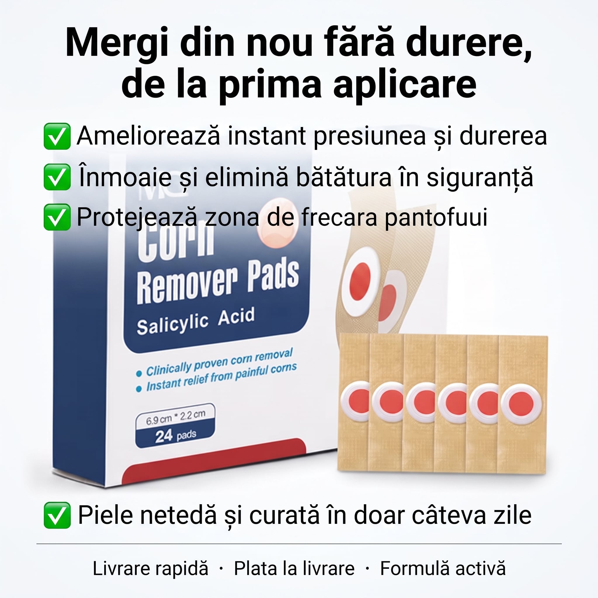 Plasturi cu acid salicilic pentru bătături și negi