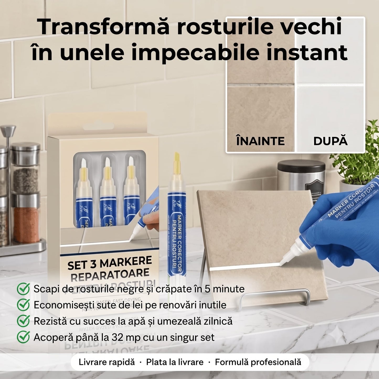 Set 3 Markere pentru Rosturi Impecabile