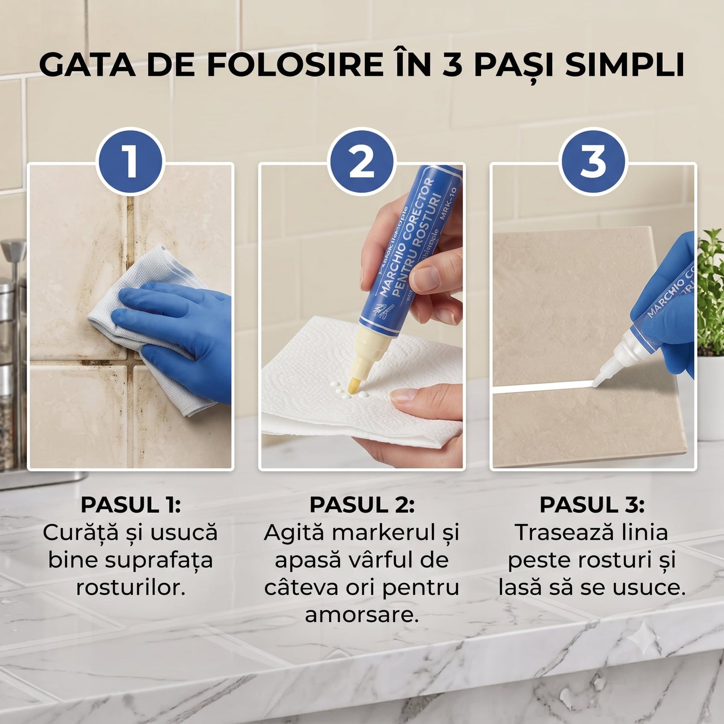Set 3 Markere pentru Rosturi Impecabile